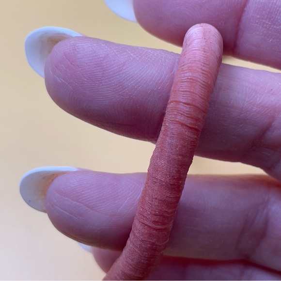 1970s Ghana Krobo Pink Vinyl Heishi Boho Choker w/ Antique Striped Trade Bead 💖 - Picture 11 of 12